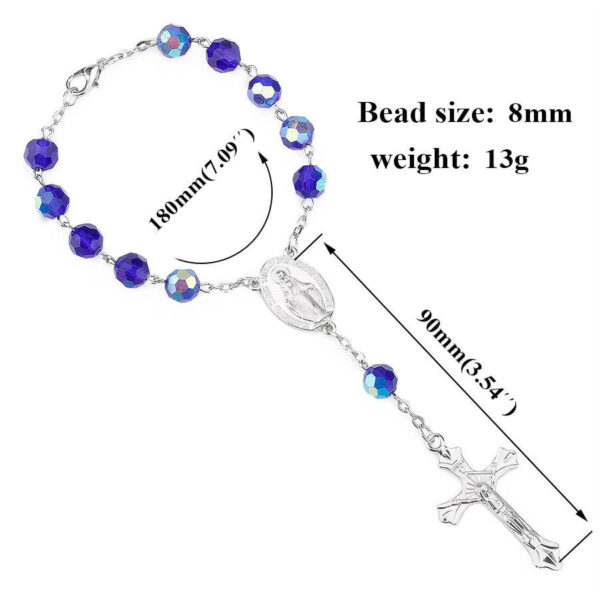 Hd257609dd75f46f784f6273031d4a92cF Komi Fatima Crystal Rosary Bracelet Cross Pendant Religious Catholicism Gift Prayer Beads Rosaries Bracelet
