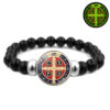 KOMI New Design Holy Light Saint Benedict's Medal Bracelet for Women All Black Stretch Beaded Bracelet