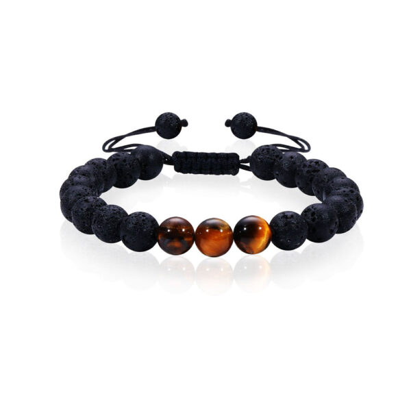 KOMI Christmas Gift Bracelet Anniversary Birthday for Boyfriend Son Husband Lover Tiger Eye Volcanic Stone Elastic Bracelet