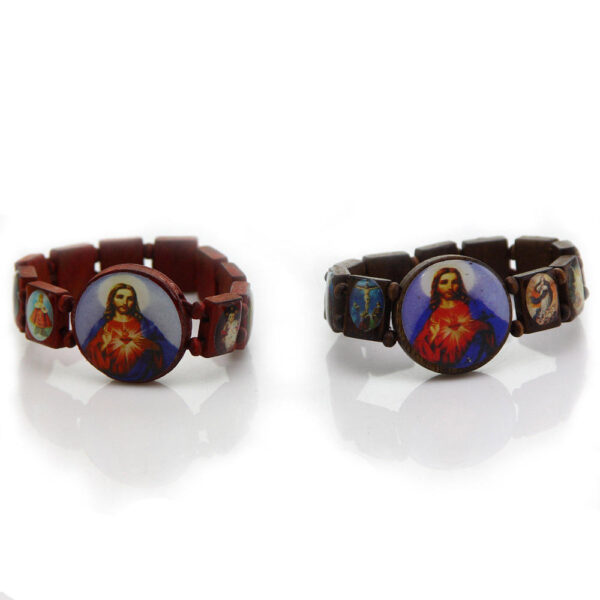 Komi Hot Selling Wooden Icon Dripping Oil Elastic Watch Beaded Rosary Religious Bracelet