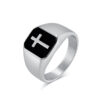 Hd85352c582de448d8ed32611a72644a9T KOMI Mens Cross Ring Silver Gold Plated Stainless Steel Black Enamel Cross Band Rings for Men Women Hand Jewelry Gifts Rings