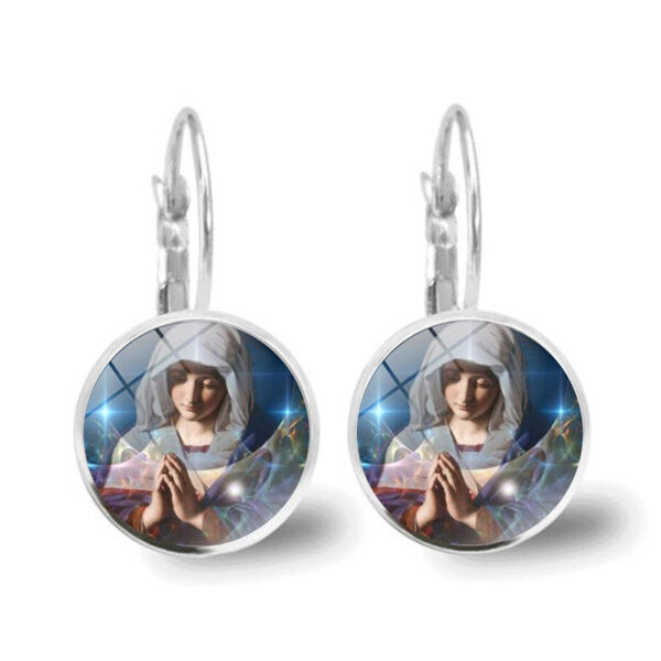 Hd8f93d25a4f14fffb1471b99ed912167v Religious Gift Silver Virgin Mary Coin Stud Earrings Miraculous Medal Earrings for Women Fashion Jewelry Collection