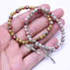 Wholesales 6mm Cloisonne Catholic Gif Cross Crucifix Prayer Beads Stretch Rosary Bracelet