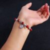 Komi Christian Handmade Rosary Bracelet St Mary Red Stone Beaded Rose Cross Classic Adjustable Bracelets Jewelry Gift