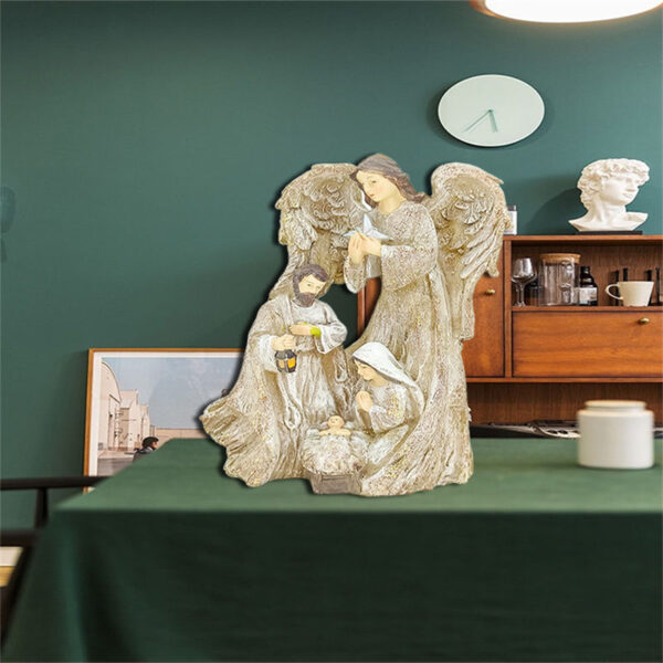 Hda5833e93421477a9627e501c2bfeec2u KOMI Grottoes Manger Saintess Nativity Groups Display a Christian Gift Resin Handicraft Statue Home Decoration for Religious