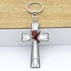 Wholesale Zinc Alloy Catholic Christian Jesus Cross Crucifix Holy Peace Pigeon Ornament Necklace Exquisite Car KeyChain