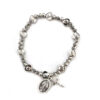 Handmade Rosary Bracelet Elasticated Metal Bracelet Round Rose Heart Shape Medal and Alloy Rose Beads Prayer Bracelets