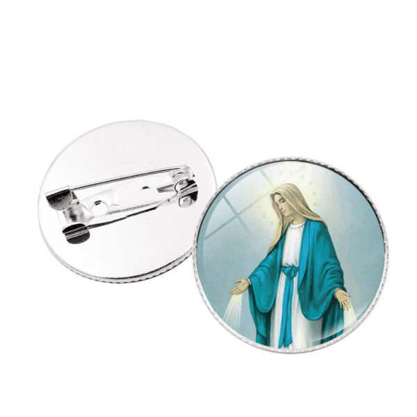 KOMI Virgin Mary Medal Brooch Badge Religious Fashion Accessories Silver Personality Clothes Brooch Pins Souvenirs Gifts