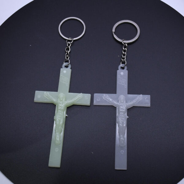 Luminous Cross Keychain Religious Jewelry Jesus Plastic Luminous Cross
