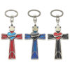 KOMI Christian Cross Keychains for Women Colored Enamel Heart Cross KeyChain for Men Cross Pendant Keyrings for Car Baptism Gift