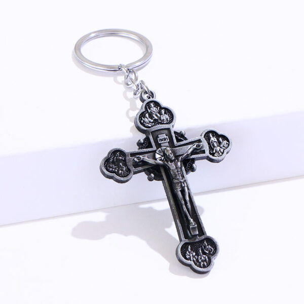 Boutique Jesus Exorcist Cross Festival Gold Hanging Decoration Catholic Relics Christianity Crucifix Key Chain Ring