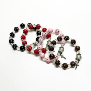 KOMI 10MM Star Rhinestone Crystal Rainbow Acrylic Beads Rosary Bracelet for Women Girls with Crucifix Cross Charm Jewelry Gifts