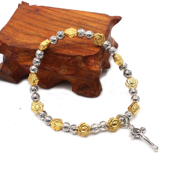 Komi Wholesales Religious Belief Metal Cross Pendant Charm Beads Jewely Prayer Rosary Bracelets
