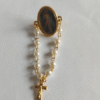 Hdd5d55a98a004a41bd549191154fe589W Golden Virgin Holy Medal Saint Icon Jesus Cross Pendant White Imitation Pearl Rosary Bracelet Rose Brooch Rosary