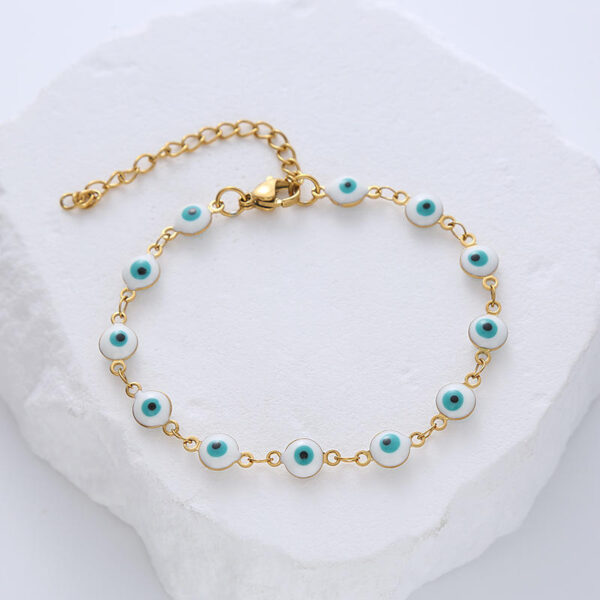 He06be05580274c1f9d1565b15c79784f4 Komi Stainless Steel Round Gold Eye Bracelet Bracelet Accessory Drops Oil Eyes Bracelet