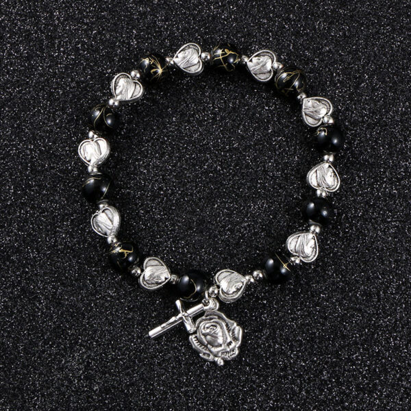 Komi Christian Handmade Rosary Bracelet St Mary Red Stone Beaded Rose Cross Classic Adjustable Bracelets Jewelry Gift