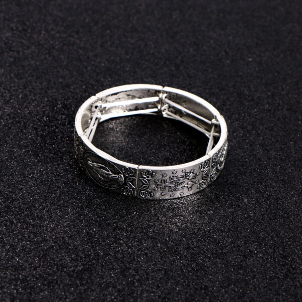 Komi Christian Handmade Woven Rosary Bracelet Virgin Mary Maria Metal Beaded Classic Prayer Goddess Icon Bracelet