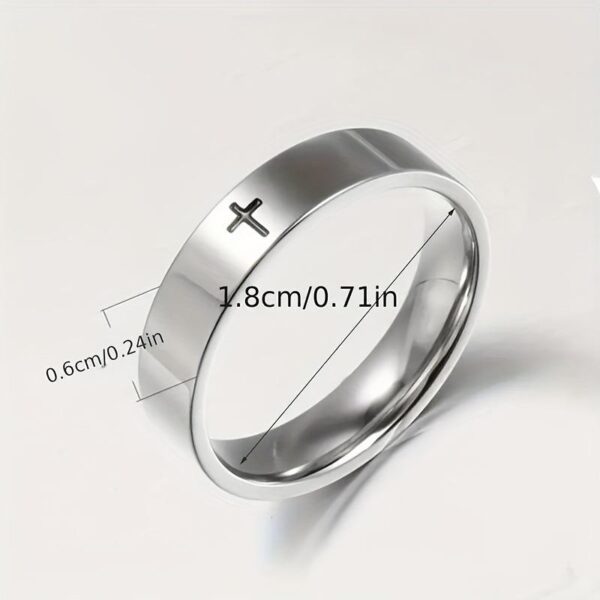 He320ff13f915496db14ce70bae02f3f47 KOMI Cross Ring for Men Wedding Band Rings Silver Black Stainless Steel Religious Christian Cross Plain Rings for Men Gifts