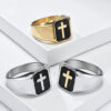 He42ee1a8dd1648798787863fa0592ac74 KOMI Stainless Steel Cross Drop Ring for Men Titanium Steel Hand Jewelry