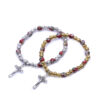 Wholesales 6mm Cloisonne Catholic Gif Cross Crucifix Prayer Beads Stretch Rosary Bracelet
