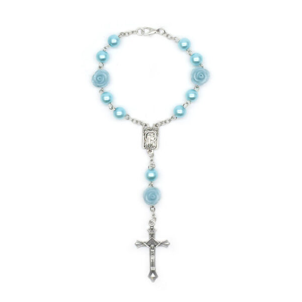 He66615e4d7da456596586501e182551cm KOMI Pearl Large Resin Rose Rosary Bracelet Cross Pendant Religious Jewelry