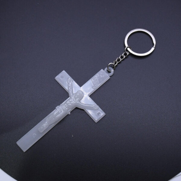 Luminous Cross Keychain Religious Jewelry Jesus Plastic Luminous Cross