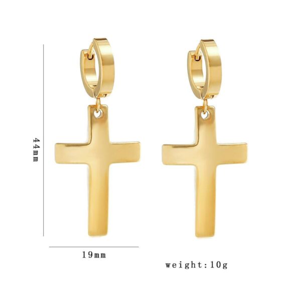 He7ad9dff6d434a3ab3614357e43361b8i KOMI 18K Gold Stainless Steel Cross Dangle Drop Earrings for Men Women HipHop Earrings Personality Hoop Earrings for Boys Girls