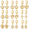 He9b58a7d0e0d4c8dbcbe05621ff70935L KOMI 18K Gold Plated Huggie Hoops Earrings with Zircon CZ Charms of Geometric Virgin Mary Drop Earrings for Women Religious