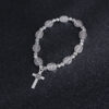 Komi Handmade Rosary Bracelet Elasticated Metal Bracelet Round Rose Alloy Beads Catholic Saints Images Prayer Bracelets