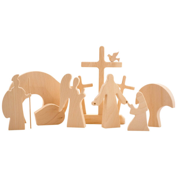 Komi Easter Wooden Nativity Scene Montessori Inspired Decorative Crafts Jesus Decoration
