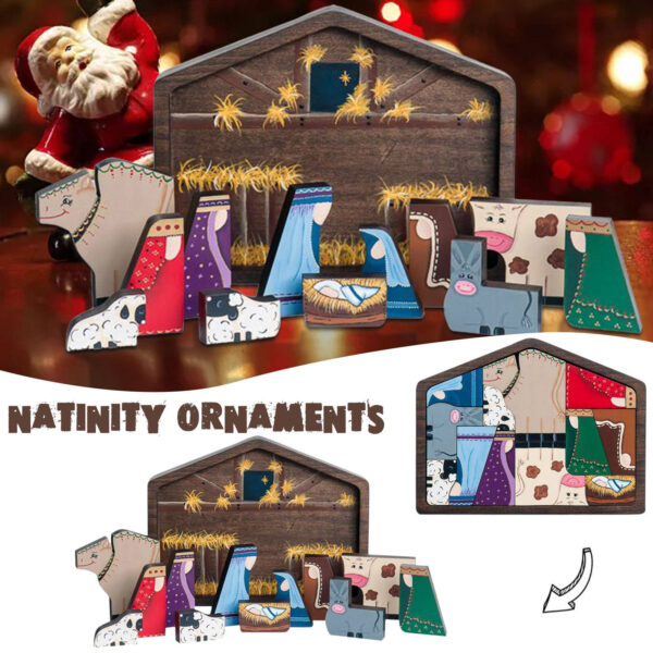 Komi Wooden Birth of Jesus Religious Home Interior Decoration Wooden Jesus Jigsaw Easter Wooden Decoration