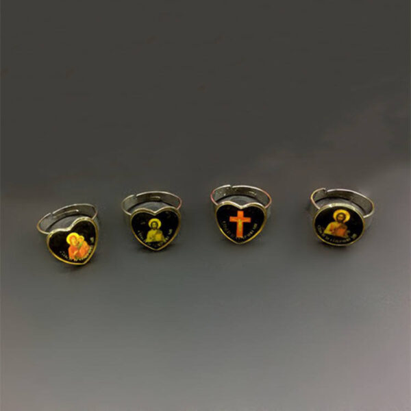 KOMI Titanium Steel Dripping Open Ring Multiple Religious Figures Enamel Rings for Men Women Prayer Gift
