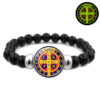 KOMI New Design Holy Light Saint Benedict's Medal Bracelet for Women All Black Stretch Beaded Bracelet