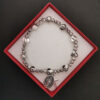 Handmade Rosary Bracelet Elasticated Metal Bracelet Round Rose Heart Shape Medal and Alloy Rose Beads Prayer Bracelets