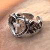 Hec8da5c0cf7c49a9b70aee45db500c58k KOMI Anti Silver Cross Heart Rings Adjustable Ring Religious Christian Silver Large Heart Cross Open Rings for Women Men Gifts