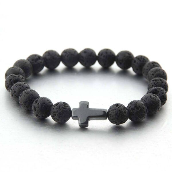 KOMI New Black Gallstone Cross Elastic Bracelet Turquoise Bracelet