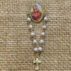 Hedff4a3f12c841a5939d8aca409270c8S Golden Virgin Holy Medal Saint Icon Jesus Cross Pendant White Imitation Pearl Rosary Bracelet Rose Brooch Rosary