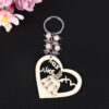 KOMI Custom Logo Engraved Heart Princess Promotion Souvenir Craft Keyring Pearl Key Chain Bag Key Ring Wood Keychains Keyrings