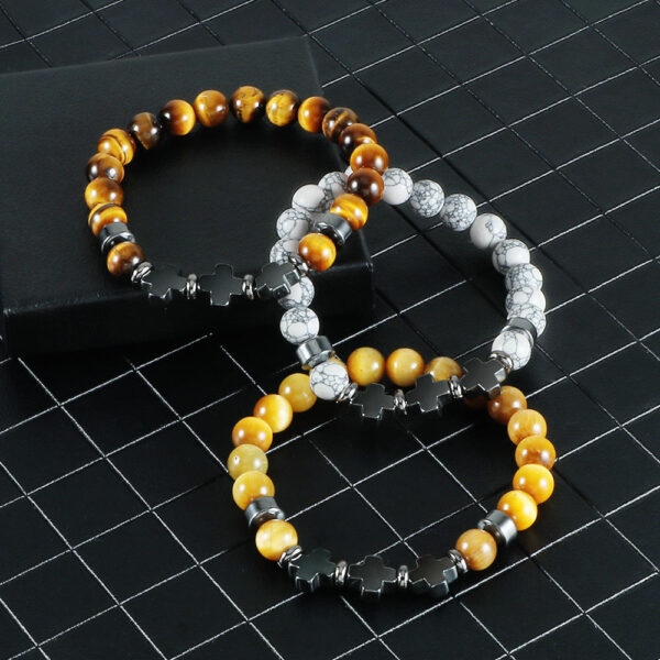 Fashion Wear with Jewelry Black Gallstone Interval Cross Couple Bracelet Yoga Jewelry