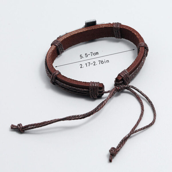 Hefc8dc2446e745bbb1129052bd1d8d090 KOMI New Cowhide Bracelet Simple Pull Adjustable Cross Bracelet Rope