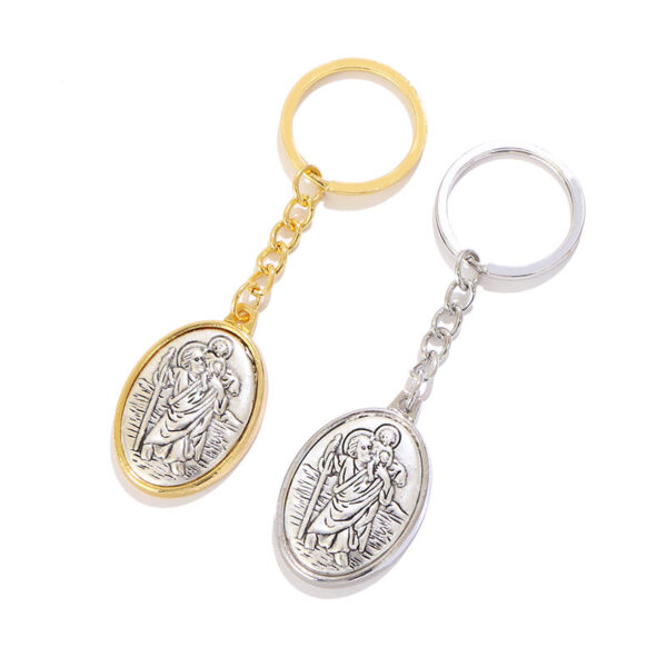 New St Anthony Keychain Saint Keyring Medal Jewelry Gift Religious Cabochon Jewelry Keychain