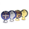 New Blue Metal Round Saint Benedict Private Collection Car Religious Souvenir Articles Ornaments