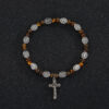 KOMI New Design Saint Benedict Alloy Cross Bracelet Black Gallstone Alloy Bracelet