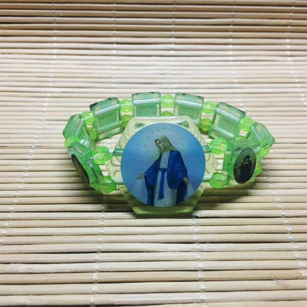 Hf41f6c25b9d54b0f81354f3da253e6c9k KOMI Colorful Acrylic Square Beaded Rosary Bracelet for Children Prayer Multi Color Watch Shape Elastic Bands Bracelets for Kids