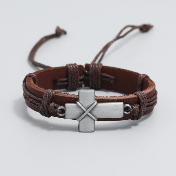 Hf47b20e1dd7848eea1158684a2846b8co KOMI New Cowhide Bracelet Simple Pull Adjustable Cross Bracelet Rope