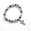 KOMI Hot Selling Multicolor Ceramic Hollow Cross Religious Mary Jesus Virgin Elastic Beading Bracelet