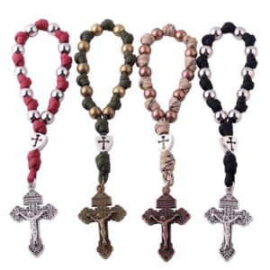 KOMI Hot Selling Handmade Cross Beads Pendant Rosary Retro Style Religious Accessory Necklace