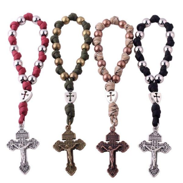 KOMI Hot Selling Handmade Cross Beads Pendant Rosary Retro Style Religious Accessory Necklace