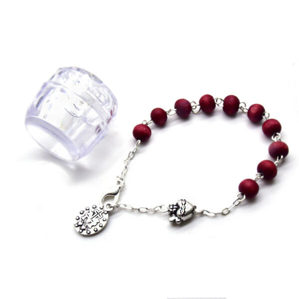 Hf5e5b37202cb4c99b26eb0b85df16e785 KOMI Vintage True Ancient Silver Sacred Heart Virgin Mary Red Scented Wood Bead Bracelet