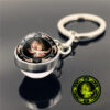 KOMI Virgin Mary Luminous Keychain Double-sided Keyrings Crystal Glass Ball Pendant Metal Keychains Religious Craft Gifts